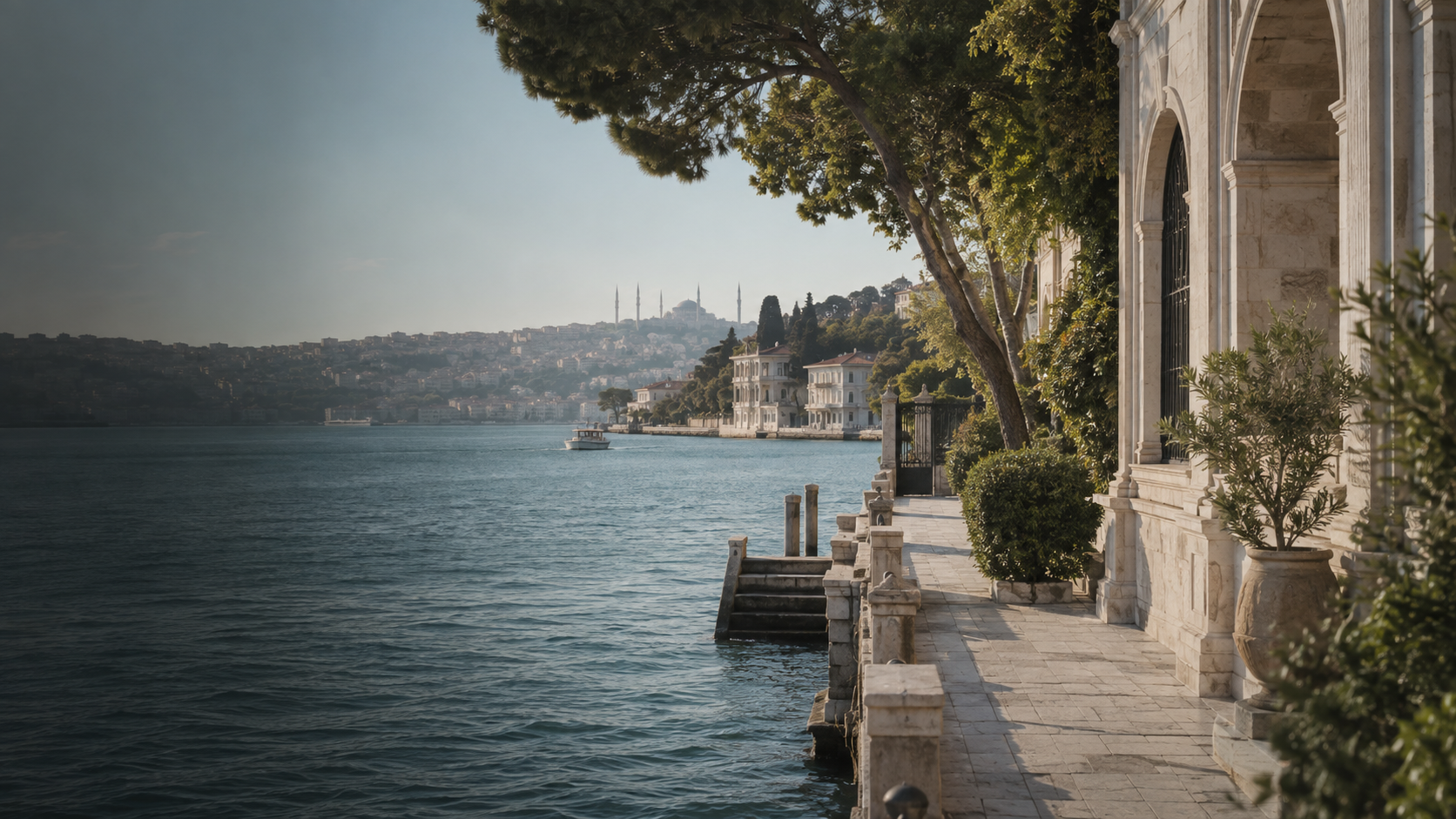 Istanbul architectural shoreline in daylight